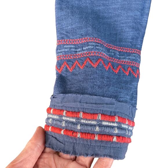 Johnny Was Yatzil Fringe Jacket Blue Red Embroidery Sz Small Boho Western Hippie - Picture 7 of 10